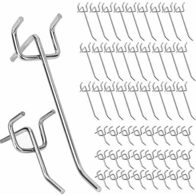 TEHTUY 50 Pcs Pegboard Hooks, Door Pegboard Hooks, Wall Sign Hooks for Retail Display, 10cm and 5cm Single Hook Set TEHTUY 50 Pcs Pegboard Hooks, Door Pegboard Hooks, Wall Sign Hooks for Retail Display, 10cm and 5cm Single Hook Set