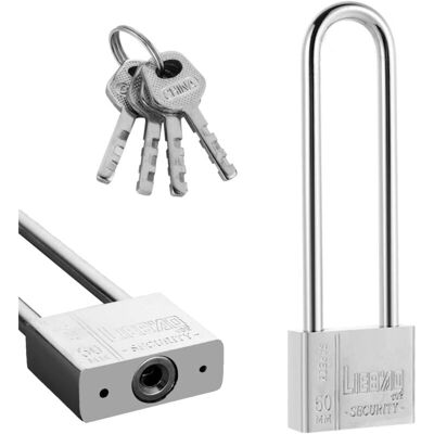 YS-YALOTRS 6.4-inch long heavy-duty chain outdoor lock, silver, 50mm, 2 keys, weatherproof, corrosion-resistant YS-YALOTRS 6.4-inch long heavy-duty chain outdoor lock, silver, 50mm, 2 keys, weatherproof, corrosion-resistant
