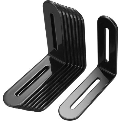 SNQ 8-Piece Wall Mounting Bracket Set, 80x80mm Brackets with 2 Adjustable Long Slots, 90 Degree L-Shaped Angle Brackets, Metal Shelf Brackets, Black SNQ 8-Piece Wall Mounting Bracket Set, 80x80mm Brackets with 2 Adjustable Long Slots, 90 Degree L-Shaped Angle Brackets, Metal Shelf Brackets, Black