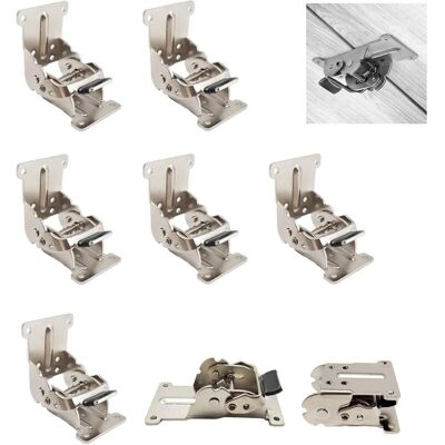 Memkey - 0-90-180 Degree Self-Locking Folding Hinge, Folding Table Extension Board, Foldable Bracket, Iron Folding Workbench Fittings with Silver, Memkey - 0-90-180 Degree Self-Locking Folding Hinge, Folding Table Extension Board, Foldable Bracket, Iron Folding Workbench Fittings with Silver,