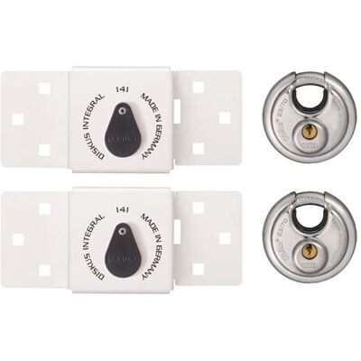 Abus - 0077124 141/200 Diskus Integral Van Lock White & 26/70mm Padlock Twin Pack Abus - 0077124 141/200 Diskus Integral Van Lock White & 26/70mm Padlock Twin Pack