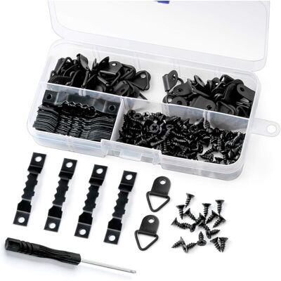 Csparkv - Black,251 Pcs Picture Hooks + Screwdriver Wall Picture Hanger Sawtooth Frame Fixing Invisible Screw-in Picture Hook Triangular Picture Csparkv - Black,251 Pcs Picture Hooks + Screwdriver Wall Picture Hanger Sawtooth Frame Fixing Invisible Screw-in Picture Hook Triangular Picture