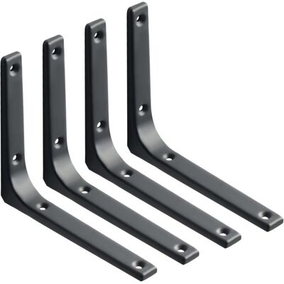 CSPARKV 4Pcs Wall Mounted Shelf Brackets Floating Shelf Support, Floating Shelf Brackets Concealed Wood Floating Brackets, Heavy Duty Matte Black CSPARKV 4Pcs Wall Mounted Shelf Brackets Floating Shelf Support, Floating Shelf Brackets Concealed Wood Floating Brackets, Heavy Duty Matte Black