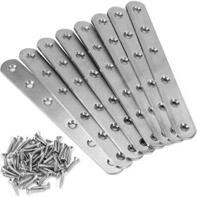Csparkv - 8pcs Stainless Steel Brace Brackets,Flat Straight Fixing Brackets Metal Plates Flat Corner Brackets,Furniture Repair Plate (156x20x3mm) Csparkv - 8pcs Stainless Steel Brace Brackets,Flat Straight Fixing Brackets Metal Plates Flat Corner Brackets,Furniture Repair Plate (156x20x3mm)