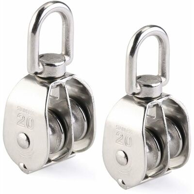 SNQ Double Pulley 2pcs Stainless Steel 304 Swivel Double Pulley-- SNQ Double Pulley 2pcs Stainless Steel 304 Swivel Double Pulley--