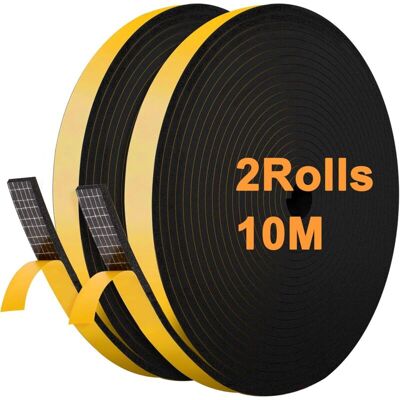 WOIYIC Foam Rubber Seal Strip 12 mm (W) x 6 mm (H) x 10 m (L) Self-Adhesive Collision Proof Seal Strips for Door Window (Black) WOIYIC Foam Rubber Seal Strip 12 mm (W) x 6 mm (H) x 10 m (L) Self-Adhesive Collision Proof Seal Strips for Door Window (Black)