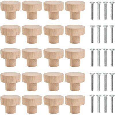 Cozevdnt - 20pcs Round Wooden Cabinet Door Knobs Furniture Knob Cabinet Knobs 3x2.5cm Round Drawer Pulls Wooden Round Knobs Cozevdnt - 20pcs Round Wooden Cabinet Door Knobs Furniture Knob Cabinet Knobs 3x2.5cm Round Drawer Pulls Wooden Round Knobs
