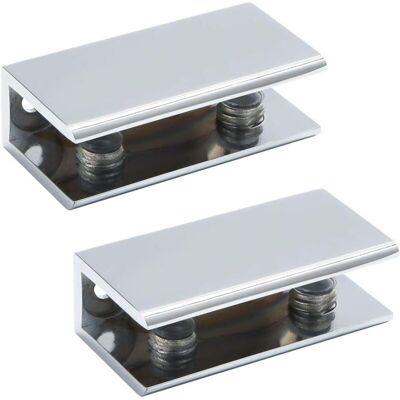 Longziming - Glass Clamp Glass Shelf Bracket Wall Mount Door Hinge, 8-12mm Thickness Adaptive Glass, Polished Stainless Steel Finish, 2 Pcs, Longziming - Glass Clamp Glass Shelf Bracket Wall Mount Door Hinge, 8-12mm Thickness Adaptive Glass, Polished Stainless Steel Finish, 2 Pcs,
