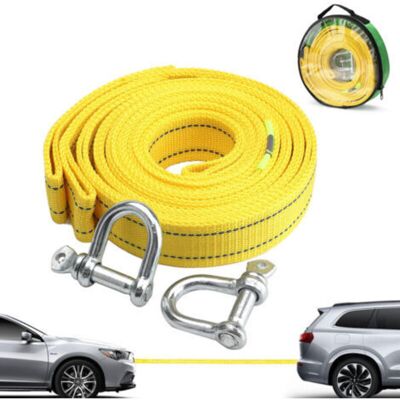TEHTUY High-strength towing strap with two D-ring safety hooks for winch, 5-ton capacity and 5 m length TEHTUY High-strength towing strap with two D-ring safety hooks for winch, 5-ton capacity and 5 m length