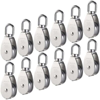 DEBUNS M15 Single Pulley in 304 Stainless Steel, 15MM Single Pulley Block Roller, Crane Swivel Hook Smooth Wire Rope Cable Loading 77lbs/35Kg (12 Pieces). DEBUNS M15 Single Pulley in 304 Stainless Steel, 15MM Single Pulley Block Roller, Crane Swivel Hook Smooth Wire Rope Cable Loading 77lbs/35Kg (12 Pieces).