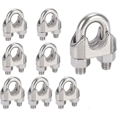 Aougo - M8 Cable Ties U-bolt Cable Clip 304 Stainless Steel Cable Clamp Saddle Wire Rope Clips for Clothes Drying Rack Outdoor10PCS Aougo - M8 Cable Ties U-bolt Cable Clip 304 Stainless Steel Cable Clamp Saddle Wire Rope Clips for Clothes Drying Rack Outdoor10PCS