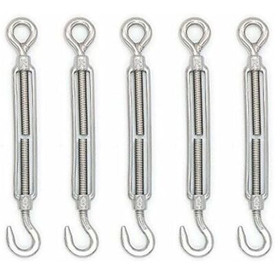 BASETBL M8 Hook Cable Tensioner (Hook and Eye), Steel Wire Tensioner/Stainless Steel Cable Tensioner made of 304 Stainless Steel for Clothesline, Steel BASETBL M8 Hook Cable Tensioner (Hook and Eye), Steel Wire Tensioner/Stainless Steel Cable Tensioner made of 304 Stainless Steel for Clothesline, Steel