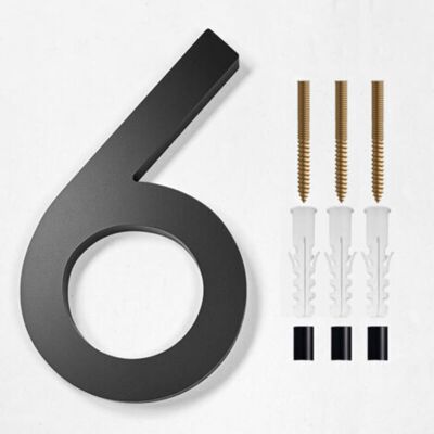 MCBOSON Modern Brushed House Number - 5 inch, 125 mm height, solid black stainless steel (Number 6 A) MCBOSON Modern Brushed House Number - 5 inch, 125 mm height, solid black stainless steel (Number 6 A)