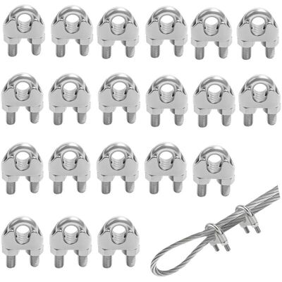 TORMATOR Pack of 20 Steel Cable Clamps 5mm, 304 Stainless Steel Cable Clamps, Rust Resistant, Good Grip, for Cables Up to 5mm Diameter (M5) TORMATOR Pack of 20 Steel Cable Clamps 5mm, 304 Stainless Steel Cable Clamps, Rust Resistant, Good Grip, for Cables Up to 5mm Diameter (M5)