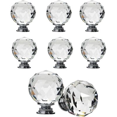 MEMKEY Set of 8 Ball Crystal Drawer Knobs Handle Door Knob Shape Diameter 30mm Clear Crystal Cabinet Knobs Round Glass Knobs Decoration for Furniture MEMKEY Set of 8 Ball Crystal Drawer Knobs Handle Door Knob Shape Diameter 30mm Clear Crystal Cabinet Knobs Round Glass Knobs Decoration for Furniture