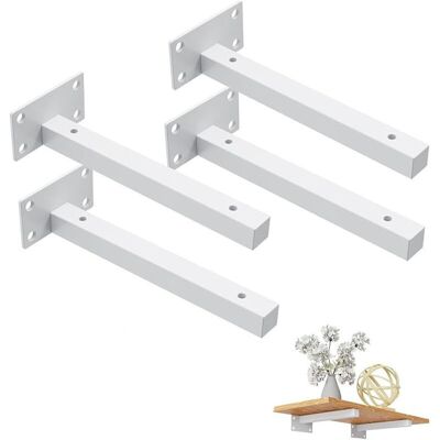 Pcs Shelf Brackets, Wall Mounted Shelf Supports, Heavy Duty Industrial Floating Brackets, White (25cm) Pcs Shelf Brackets, Wall Mounted Shelf Supports, Heavy Duty Industrial Floating Brackets, White (25cm)