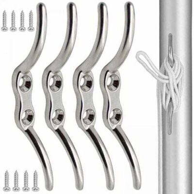 Pieces Stainless Steel Cleat Hook 100mm Mast Rope Hook Rope Cleat Hook for Securing Ropes on Flagpoles, Boats, Awnings, Shutters, Tarpaulins Pieces Stainless Steel Cleat Hook 100mm Mast Rope Hook Rope Cleat Hook for Securing Ropes on Flagpoles, Boats, Awnings, Shutters, Tarpaulins