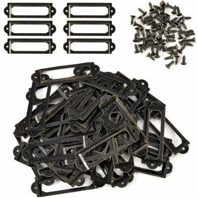 OEM 50 Pcs Label Holder Bookcase Drawer Cabinet Handle Nameplate With Screws, 60 X 17 Mm, Antique Bronze OEM 50 Pcs Label Holder Bookcase Drawer Cabinet Handle Nameplate With Screws, 60 X 17 Mm, Antique Bronze