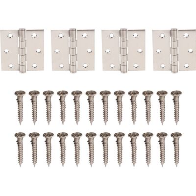 STUNACY 4pcs Door Hinges Stainless Steel Butt Hinge With Thick Bearing Square Corners 24pcs Screws For Wooden Hotel Room Doors STUNACY 4pcs Door Hinges Stainless Steel Butt Hinge With Thick Bearing Square Corners 24pcs Screws For Wooden Hotel Room Doors