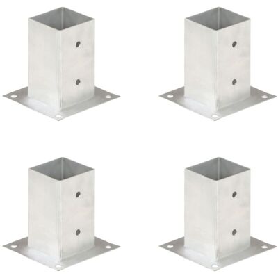 vidaXL Post Anchors 4 pcs Galvanised Metal 81 mm - Post Anchors vidaXL Post Anchors 4 pcs Galvanised Metal 81 mm - Post Anchors