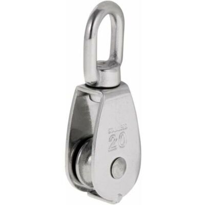 MCBOSON Robust Single Sheave Swivel Pulley Block made of Stainless Steel, Max Load 35-75 kg - M20 MCBOSON Robust Single Sheave Swivel Pulley Block made of Stainless Steel, Max Load 35-75 kg - M20