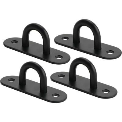SNQ Screw-in Wall Hooks, Eyelet Plate, U-Shaped Ceiling Hooks, Matte Black Stainless Steel Finish, 4 Pcs, EDD009B-4P-FR SNQ Screw-in Wall Hooks, Eyelet Plate, U-Shaped Ceiling Hooks, Matte Black Stainless Steel Finish, 4 Pcs, EDD009B-4P-FR