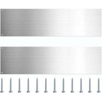 Set of 2 stainless steel door threshold plates, metal door bottom protection panel, scratch-resistant baseboard with screws for interior and exterior Set of 2 stainless steel door threshold plates, metal door bottom protection panel, scratch-resistant baseboard with screws for interior and exterior