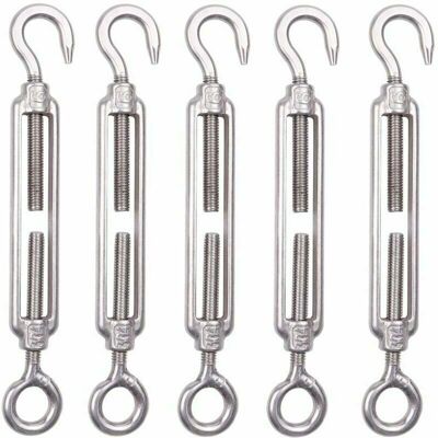 Dewdat - Set of 5 M6 Stainless Steel Cable Tensioner 6mm Tensioner Fence Hook Tensioner 304 Stainless Steel Adjustable Mesh Tensioner for Rope Cable Dewdat - Set of 5 M6 Stainless Steel Cable Tensioner 6mm Tensioner Fence Hook Tensioner 304 Stainless Steel Adjustable Mesh Tensioner for Rope Cable