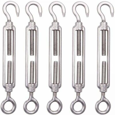SNQ Set of 5 M8 Stainless Steel Cable Tensioners, 6mm, Fence Tensioner Hooks, Adjustable 304 Stainless Steel Wire Mesh Tensioners for Rope, Cable, SNQ Set of 5 M8 Stainless Steel Cable Tensioners, 6mm, Fence Tensioner Hooks, Adjustable 304 Stainless Steel Wire Mesh Tensioners for Rope, Cable,