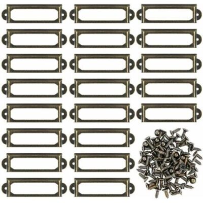 MCBOSON Set of 50 Metal Label Holders for Furniture, Drawer, Card, Name Plate Frame for Office Shelf, Bookshelf (60 x 24 mm) MCBOSON Set of 50 Metal Label Holders for Furniture, Drawer, Card, Name Plate Frame for Office Shelf, Bookshelf (60 x 24 mm)