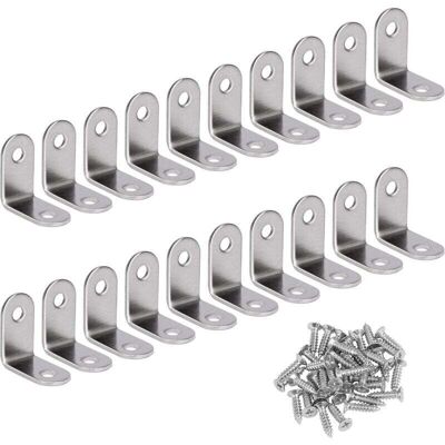 SNQ Stainless Steel Corner Bracket, 90° Angle Bracket, L-Shaped Bracket, Mounting Bracket with Screws, Silver, 20 Pieces, 30 x 30 x 16 mm SNQ Stainless Steel Corner Bracket, 90° Angle Bracket, L-Shaped Bracket, Mounting Bracket with Screws, Silver, 20 Pieces, 30 x 30 x 16 mm