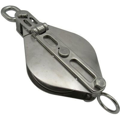 Securefix Direct - Stainless Steel Snatch Block with Swivel Eye 125MM (Pulley Bushed Sheave 3500KG Wire Rope) Securefix Direct - Stainless Steel Snatch Block with Swivel Eye 125MM (Pulley Bushed Sheave 3500KG Wire Rope)