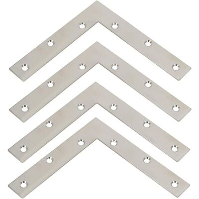 Steel Plate Fixing Bracket, Flat Bracket, L-Shaped Repair Angle Bracket with Screws, Brushed Stainless Steel, 150 mm x 150 mm, 4 Pieces Ymyny Steel Plate Fixing Bracket, Flat Bracket, L-Shaped Repair Angle Bracket with Screws, Brushed Stainless Steel, 150 mm x 150 mm, 4 Pieces Ymyny