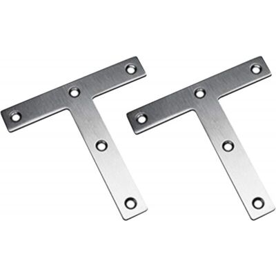 T-Brackets, 120 x 120 mm, Straight Flat Clamps, Furniture Fixing Plate, Plated Stainless Steel Repair Clips (2 Pack) Ymyny T-Brackets, 120 x 120 mm, Straight Flat Clamps, Furniture Fixing Plate, Plated Stainless Steel Repair Clips (2 Pack) Ymyny