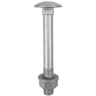 Timco - Carriage Bolts DIN603, Hex Full Nuts DIN934 & Form a DIN125-A Washer Exterior Silver - M10 x 120 Timco - Carriage Bolts DIN603, Hex Full Nuts DIN934 & Form a DIN125-A Washer Exterior Silver - M10 x 120