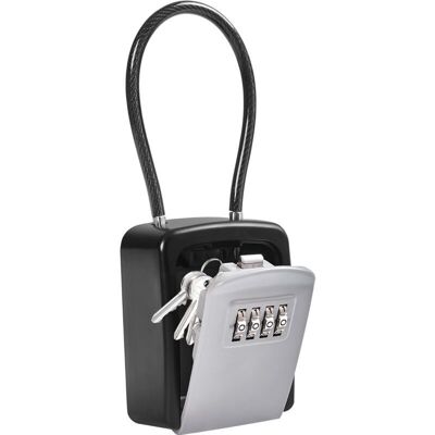 TEHTUY Wire Rope Key Box, Secure Key Box with 4-Digit Combination Lock, Weatherproof Outdoor Use, for Warehouses - Gray TEHTUY Wire Rope Key Box, Secure Key Box with 4-Digit Combination Lock, Weatherproof Outdoor Use, for Warehouses - Gray