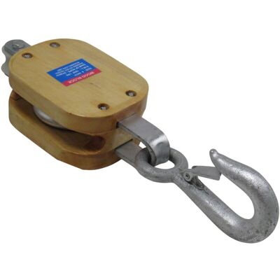 Securefix Direct - Wooden Pulley Block 6' Single Sheave Swivel Hook Securefix Direct - Wooden Pulley Block 6' Single Sheave Swivel Hook