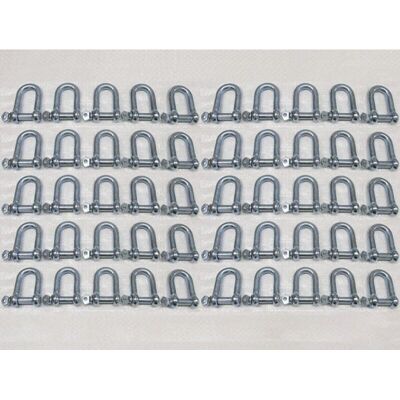 Securefix Direct - x50 3MM Galvanised Commercial Dee Shackles - Chain Connector Caravan Tether Securefix Direct - x50 3MM Galvanised Commercial Dee Shackles - Chain Connector Caravan Tether