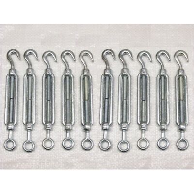 SECUREFIX DIRECT x10 M8 Galvanised Forged Straining Screw Hook Eye - Caravan Turnbuckle Open Body SECUREFIX DIRECT x10 M8 Galvanised Forged Straining Screw Hook Eye - Caravan Turnbuckle Open Body