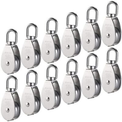 12pcs M15 304 Stainless Steel Single Pulley Block 15mm Single Pulley Roller Swivel Hook Crane Cable Wire Rope Smooth Load Capacity 77lbs/35kg - Ymyny 12pcs M15 304 Stainless Steel Single Pulley Block 15mm Single Pulley Roller Swivel Hook Crane Cable Wire Rope Smooth Load Capacity 77lbs/35kg - Ymyny