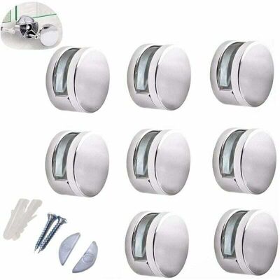 Mumu - Zinc alloy mirror clips, glass shelf bracket, for fixing glass mirrors, 8 pieces Mumu - Zinc alloy mirror clips, glass shelf bracket, for fixing glass mirrors, 8 pieces