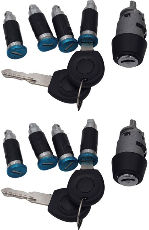 Tlily - 1 set Ignition Switch 4 Door Lock Barrel 2 Keys 701837205 For T4 Caravelle mk iv 1990-2003 Transporter Double Barn Doors