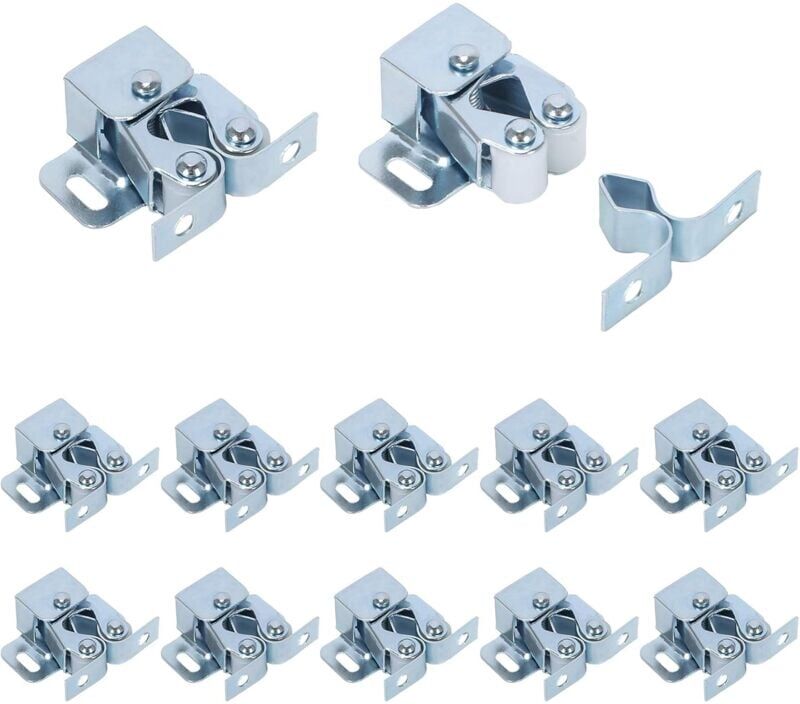 Ikodm - 12PCS Stainless Steel Door Catch Door Lock System with Screws Cabinet Catches Latches for Wardrobe Cupboard Drawer