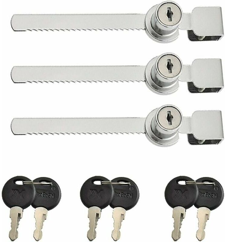 AYYQH 3 Pieces Terrarium Glass Sliding Showcase Door Lock, Sliding Glass Door Locks, Cam Locks, Mailbox Drawer Cupboard Lock with 6 Keys, Zinc Alloy
