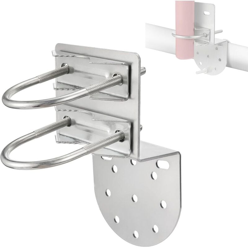CCYKXA 150x90x2mm 1pcs Antenna Pole Mount with Double U-Bolts Dacromet Iron Plating Antenna Mast Clamp V-Shaped Jaw Bracket for Diameter Satellite