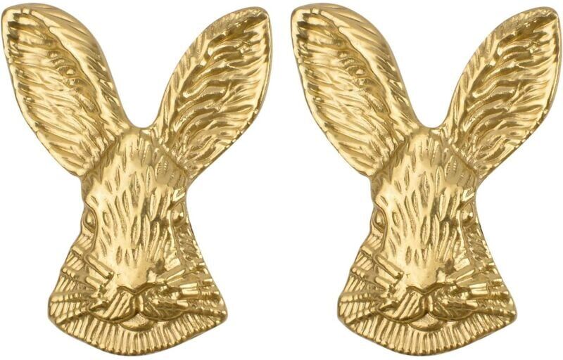 Ccykxa - 2 Pack Modern Minimalist Rabbit Head Door Knobs Solid Brass Kitchen Cabinet Drawer Pull Handles with Mounting Screws