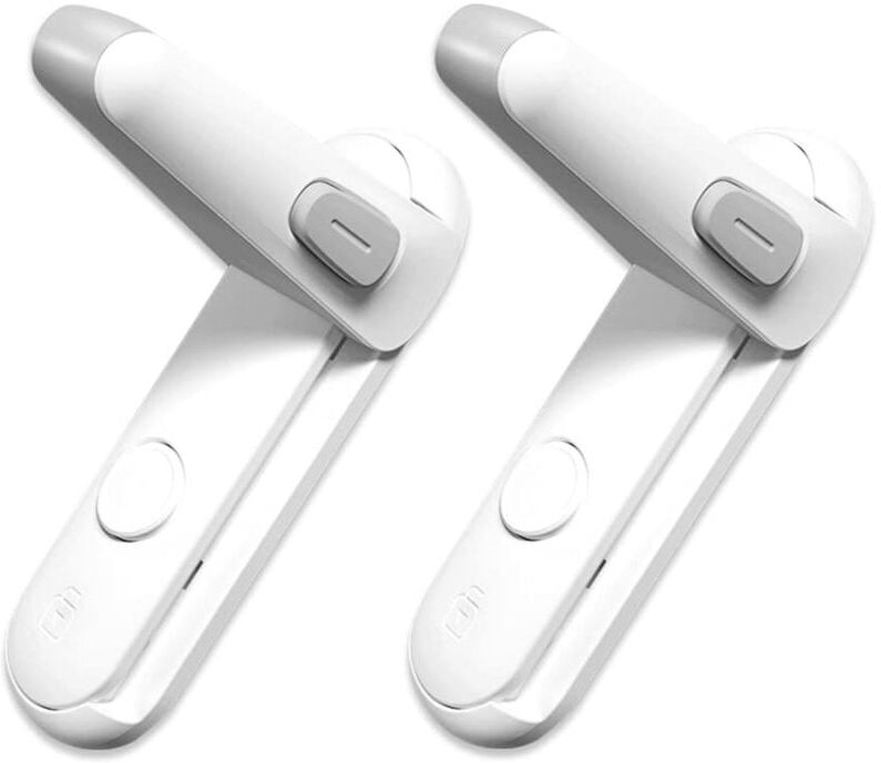BEIJIYI Childproof Door Lever Lock, Baby Door Handle Safety Lock (White, 2 Pack)