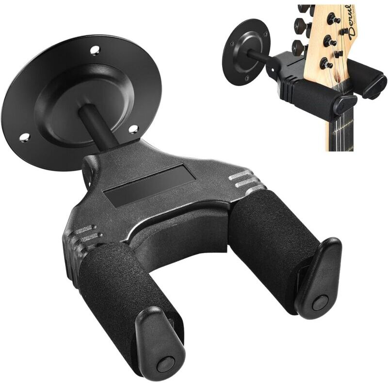 Linghhang - Guitar Wall Mount Automatic Lock, Non-Slip Wall Mount Guitar Holder, Guitar Hook for Acoustic Electric Folk Guitar