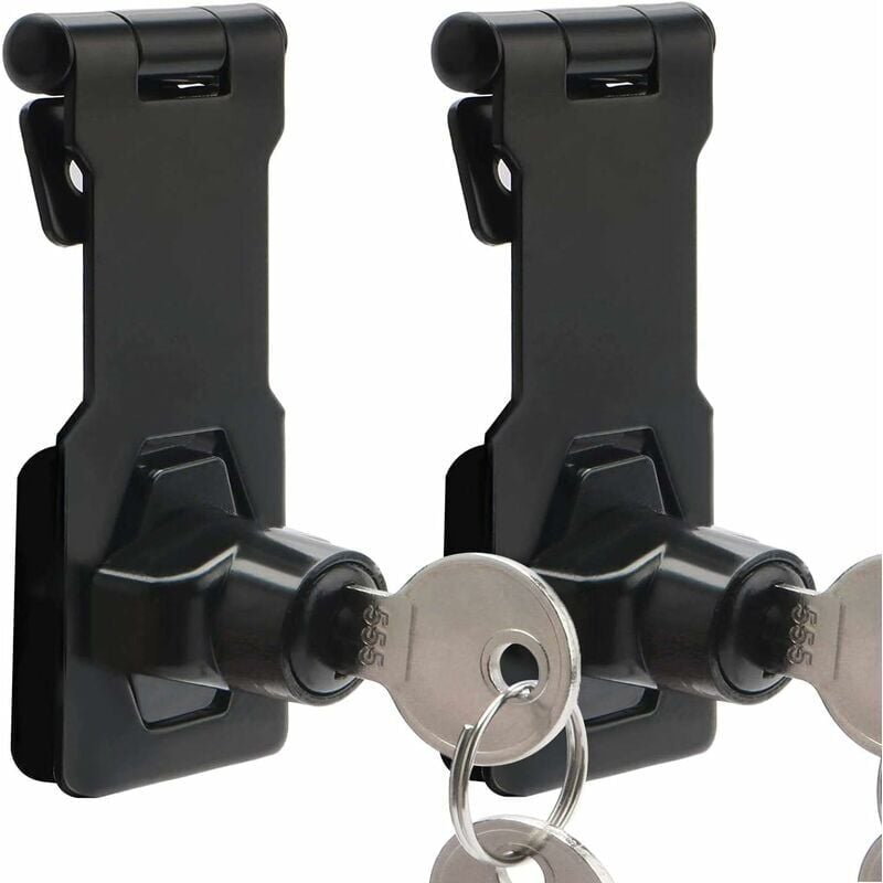 HOOPZI Hasp Latch with Lock, 2 Pack 3 Inch Latch Buckle Lock hasp with Key 2 in 1 Latch Buckle and Padlock Heavy Duty Chrome Plated Hardware Door Bolt Latch
