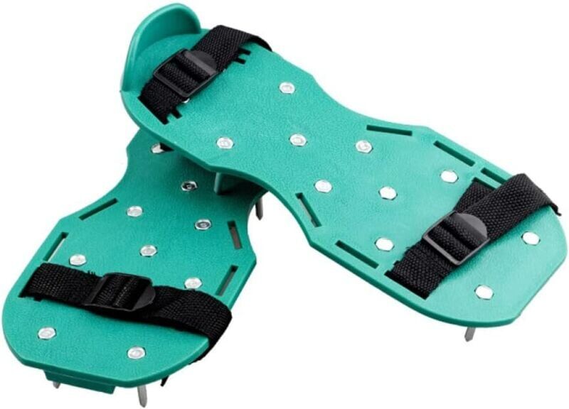 IKODM Manual Scarifier - 2X Leveling Nail Shoe with 25mm Soles and Spikes - Adjustable Lawn Shoe for Lawn Aerator, Flooring Work and Lawn Aerator